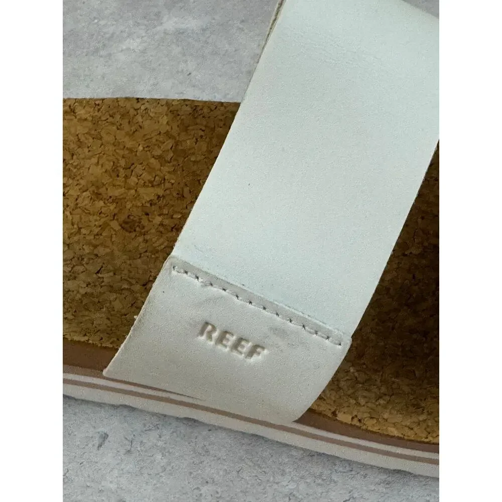 Reef Cushion Vista Hi White Double-Strap Platform Slide Sandals Womens Sz 8
